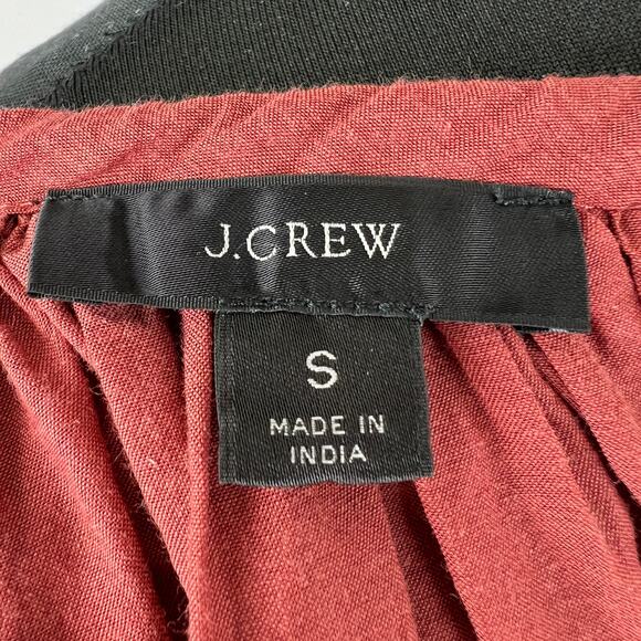 J. CREW Chimney Brown Cotton Blend Puff Sleeve Tassel Tie-Front Crop Top Size S - Picture 6 of 9